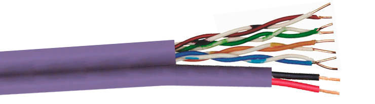 Category 5e, 4pr UTP + 2x0.5mm power cores Purple LSZH