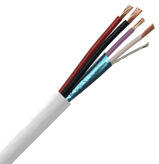 USP16-OSP22 1PR 16AWG Unscreened, 1pr 22AWG Overall Foil Screen 600V White LSZH